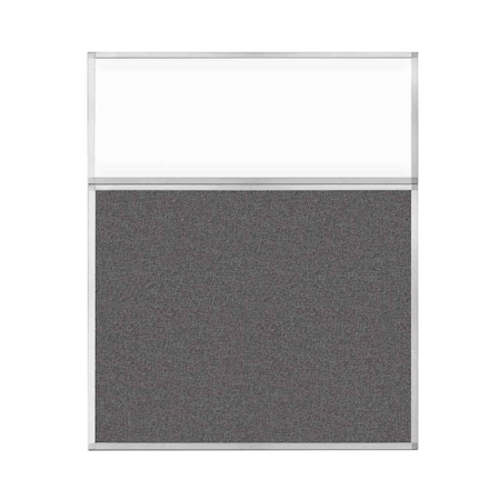 Versare Hush Panel Configurable Cubicle Partition 5' x 6' W/ Window Charcoal Gray Fabric Clear Window 1852607